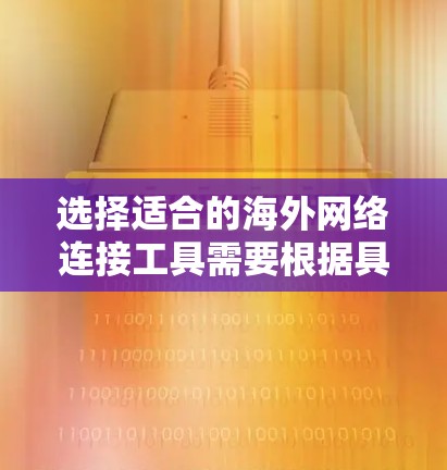 选择适合的海外网络连接工具需要根据具体需求来决定。以下是一些常见的网络连接工具及其适用场景