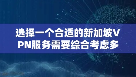 选择一个合适的新加坡VPN服务需要综合考虑多个因素，以下是根据您的需求整理出的选择建议